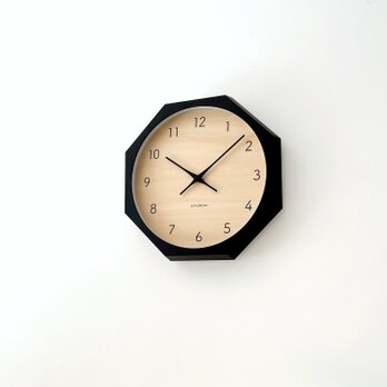 KATOMOKU muku clock 7 八角形 ブラック km-83BK8 掛け時計 シナ文字盤 木製 無垢材