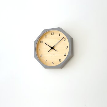 KATOMOKU muku clock 7 八角形 グレー km-83GR8 掛け時計 シナ文字盤 木製 無垢材