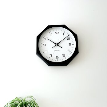 KATOMOKU muku clock 11 八角形 ブラック km-94BK8 木製 無垢材