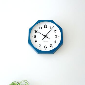 KATOMOKU muku clock 12 八角形 ブルー km-97BL8 木製 無垢材