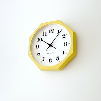 KATOMOKU muku clock 12 八角形 イエロー km-97YE8 木製 無垢材