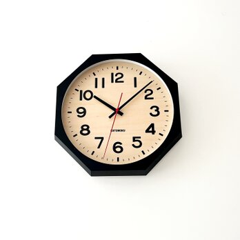 KATOMOKU muku clock 15 八角形 ブラック km-107BK8 掛け時計 木製 無垢材