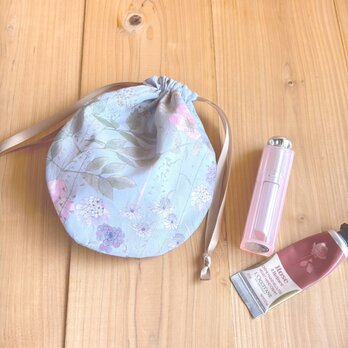 リバティ　まるい巾着　15センチ＜Irma＞(イルマ)アイスブルー