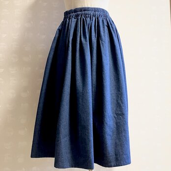 デニム　ギャザースカート　程よい厚さ　しっかりしてるけど柔らかい　〜国産8オンスデニム〜