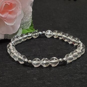 【誕生石ブレスレット】4月誕生石×水晶×ヘマタイト＊天然石＊お守りブレスレット＊天然石ブレスレット