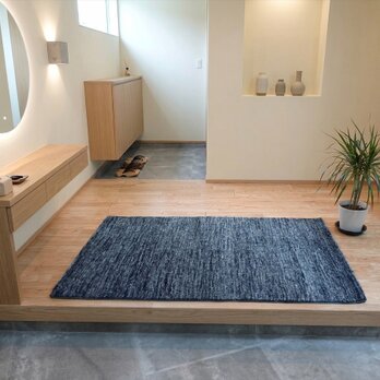 夏は涼しく冬は暖かい ガゼニラハット　Color Ver,　玄関マット　124x78㎝　ネイビー　D.Blue