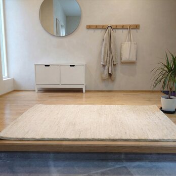 夏は涼しく冬は暖かい ガゼニラハット　無染め　玄関マット　129x77㎝　アイボリー