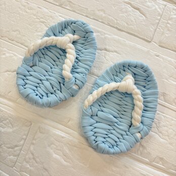【1歳のお祝い】【はじめての一歩に】誕生日 餅踏み ふっくら布わらじ ｜記念日・初節句・一升餅 布ぞうり 水色