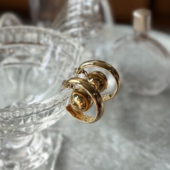 P769-ヴィンテージピアス U.S.A. 1980-90's Hanging Sphere Hoop Gold Tone