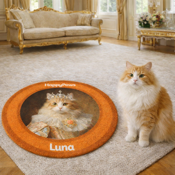 引っ越し祝いにも うちの子ラグ｜王室風ペット肖像の名入れマット