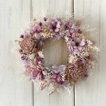 春らしいラベンダー色のミニリース002 (17cm)