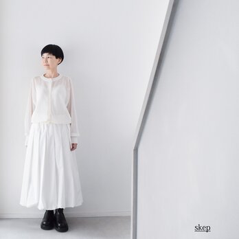 丸首シアーカーディガン：白［CA59LSWH］