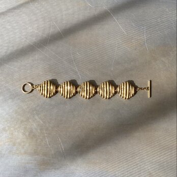Vintage 80s-90s USA retro gold tone dia shape chain bracelet