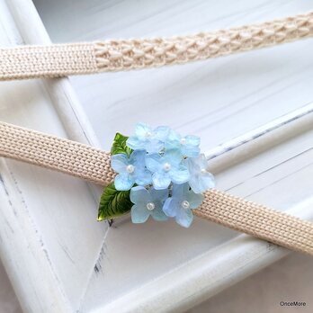 紫陽花の帯留め（ミントブルー）