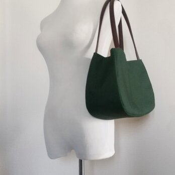 グリーン帆布ぷっくり三日月バッグ