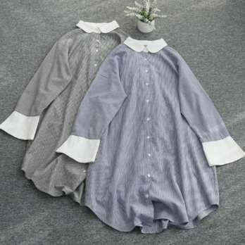 【受注製作】綿麻.柔らかいシャツワンピース.コットンデニムスカート
