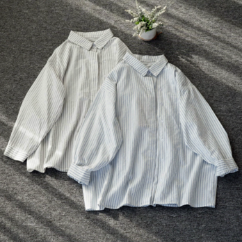【受注製作】綿100% 柔らかい.長袖シャツ.ブラウス.トップス