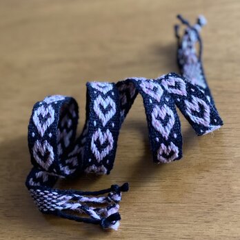 手織りの紐/ストラップ/リボン 夜桜　(handwoven strap)