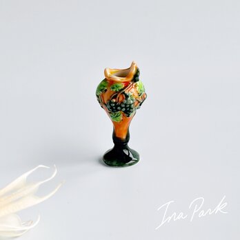 ドーム兄弟　葡萄文花瓶　フェーブ　 ナンシー派　アール・ヌーヴォー工芸品　フェーヴ　フランス製ミニチュア　陶器