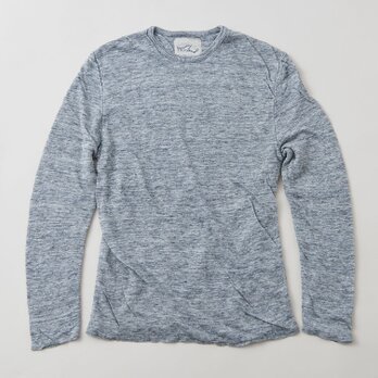 リネンニット mens/M 長袖プルオーバー（ミディアムグレーグレー）