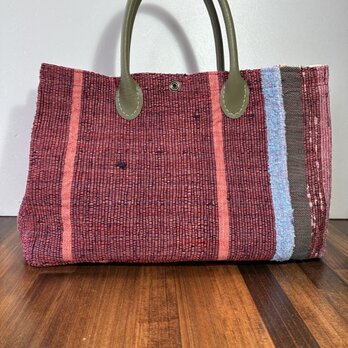 裂き織りバッグ　手織り♪