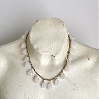 Vintage 90s-00s USA retro white marble drop beads necklace