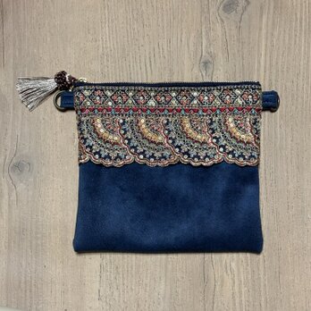 インド刺繍　スカラップブレード　ポーチ