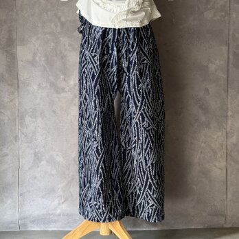 ワイドパンツ つゆ草文様 絞り染　浴衣をリメイク　p0004 / 着物リメイク  kimono