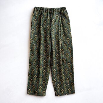 シュエシュエファブリック　タックパンツ　Shweshwe Black x Green