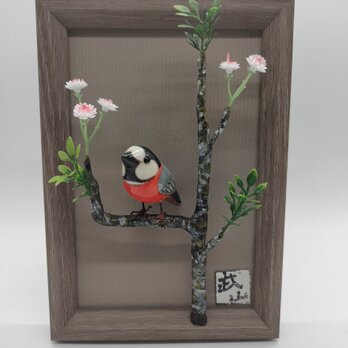 ヤマガラ（ミニミニ額）【木彫品】