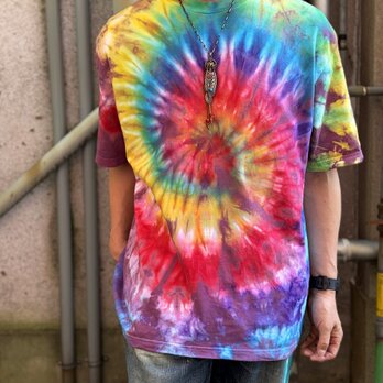 タイダイ ビッグシルエット Tシャツ XLサイズ カラフル スパイラル Hippies Dye HD25-97