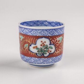 大聖寺伊万里 染錦草花文 猪口 筒向付 明治時代 E1923B