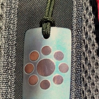 燻し仕上げ　家紋札　ドックタグ　ペンダントトップ　ストラップ　彫金　ステンレス製