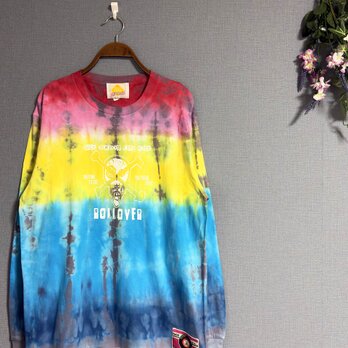 タイダイ ロングスリーブ Tシャツ カラフル ブルー Lサイズ ROLLOVER SW3-50