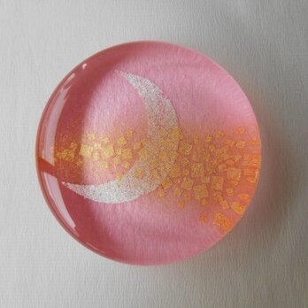 ガラス製ペーパーウェイト　三日月  ピンクの画像