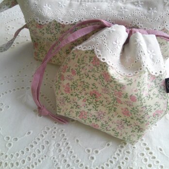 小花cotton×linen PouchSet