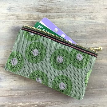 【キウイ】畳縁　ぺたんこ　ミニポーチ　小銭入れ　カードケース　レトロ　フルーツ　可愛い　グリーン
