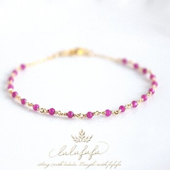 14Kgf ◇小さな綺羅めきbracelet◇～ビルマ産ルビーのブレスレット