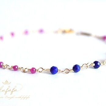 14Kgf ◇綺羅めきbracelet◇～ルビー＆ラピスラズリ