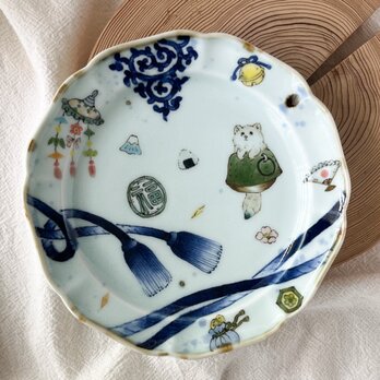チコロット❤️取り皿❤️すべて手描き❤️染付け❤️普段使いに丁度いい❤️plate❤️童話❤️分福茶釜❤️可愛い