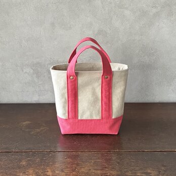 TOTE BAG -bicolor-(S) / ecru × rose