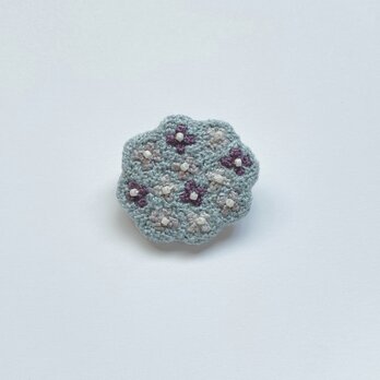 【受注制作】刺繍ブローチ「紫陽花」