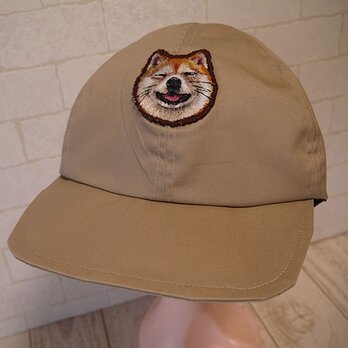 撥水コットンツイル生地で作ったキャップ（ニッコリ柴犬ちゃん2）