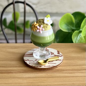 299 ＊抹茶のアイスクリーム＊　ミニチュアスイーツ　レジン　ドールハウス　フェイクフード　食品サンプル　YUMEmini