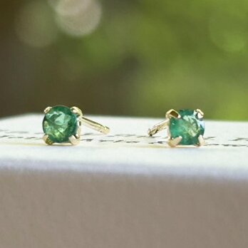 K18 Gold+Emerald 天然エメラルド 2ｍｍ スタッドピアスⅡ (両耳分）