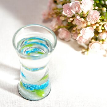 青い花のミニショットグラス