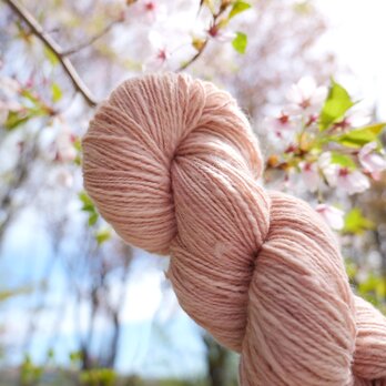 本物の桜色 103g/約270m｜桜染めの手紡ぎ糸　草木染め　ピンク 毛糸　コーモ　ポルワス