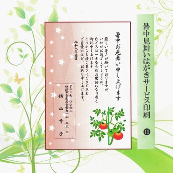 ★「暑中お見舞いはがき」サービス印刷／私製はがき版・10枚⓰／差出人印刷・送料無料／文面無料変更／