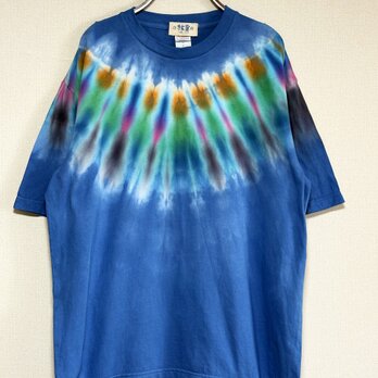 タイダイビッグシルエット Tシャツ Lサイズ ブルー ネイティブダイ Hippies Dye HD26-10