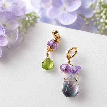 紫フローライト or マロンペリドットのネックレストップ